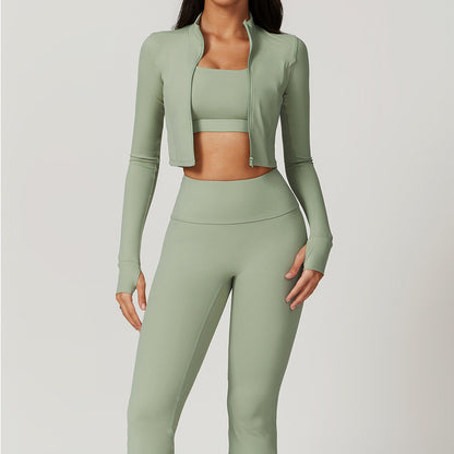 Fitness Clothing Shockproof High Waist Yoga Clothing Three Piece Set.