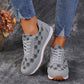 Flower Print Lace-up Sneakers Casual Fashion Lightweight Breathable Walking Running Sports Shoes Women Flats.