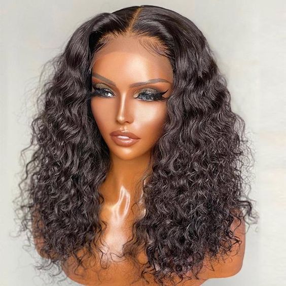 Frontal Human Hair Double Suction Water Wave BOB Wig.