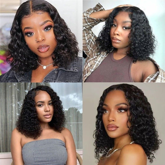 Frontal Human Hair Double Suction Water Wave BOB Wig.