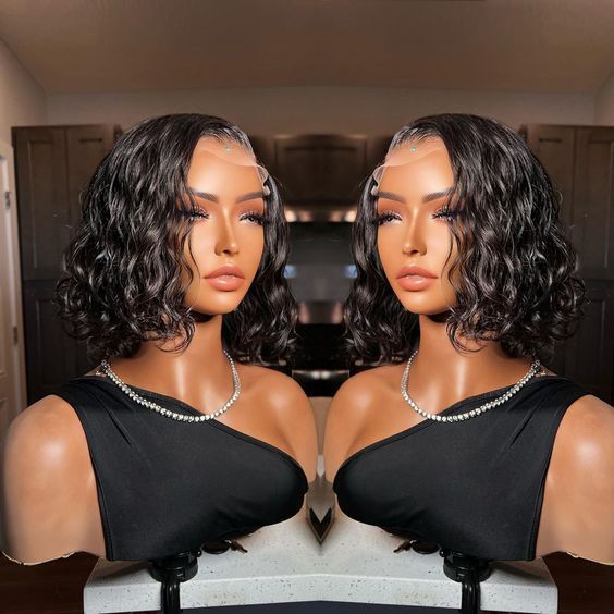 Frontal Human Hair Double Suction Water Wave BOB Wig.