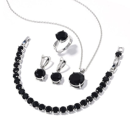 Geometric Round Earrings Ring Bracelet Necklace Ornament Suit.