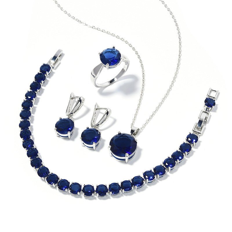 Geometric Round Earrings Ring Bracelet Necklace Ornament Suit.