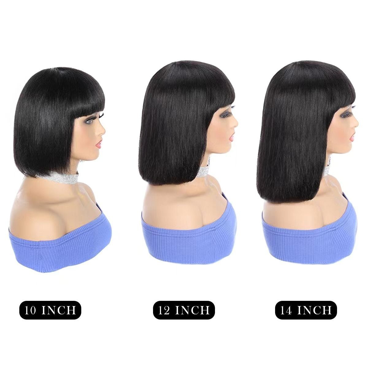 Hair Wig BOb With Bangs Realistic Look Lace Split Top Black Bobhaircut.