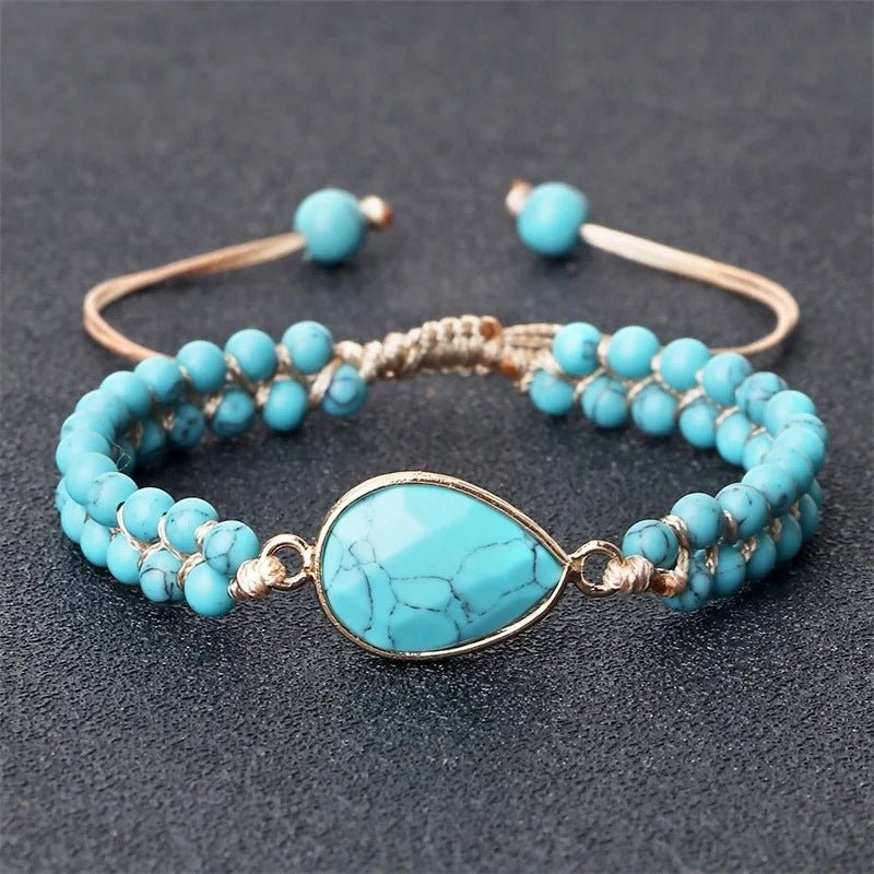 Hand-woven 4MM Natural Blue Turquoise Beads Irregular Bracelet.