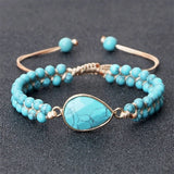 Hand-woven 4MM Natural Blue Turquoise Beads Irregular Bracelet.