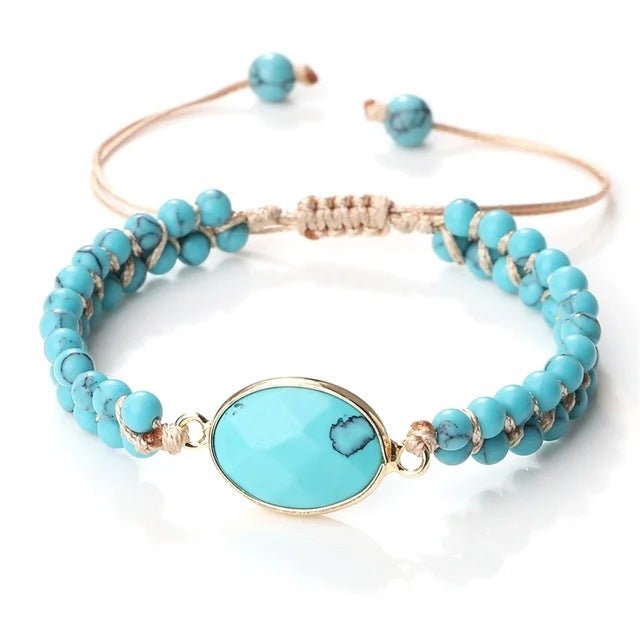 Hand-woven 4MM Natural Blue Turquoise Beads Irregular Bracelet.