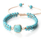 Hand-woven 4MM Natural Blue Turquoise Beads Irregular Bracelet.