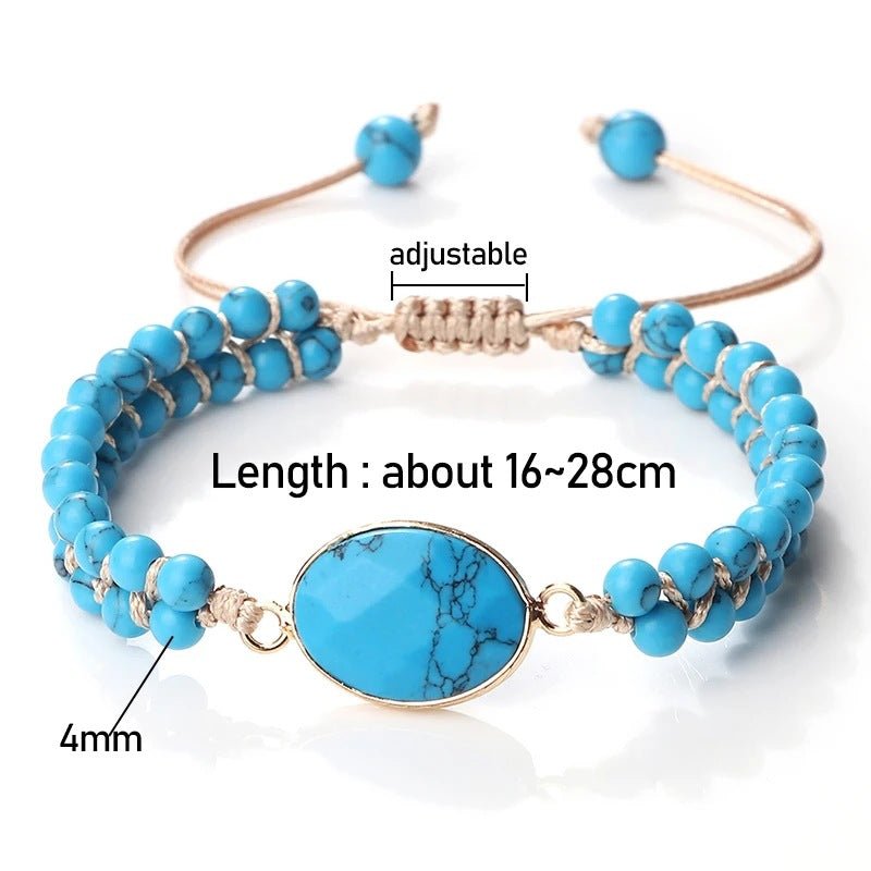 Hand-woven 4MM Natural Blue Turquoise Beads Irregular Bracelet.