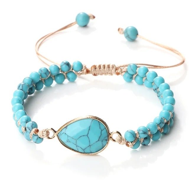 Hand-woven 4MM Natural Blue Turquoise Beads Irregular Bracelet.