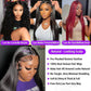 Collage of HD lace front human hair wigs showing styles: curly, straight, and colored options with features like natural scalp and no shedding.