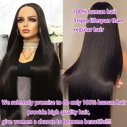 HD Lace Front Human Hair Wig with straight texture showcasing 100% human hair quality and long lifespan, perfect for stylish looks.