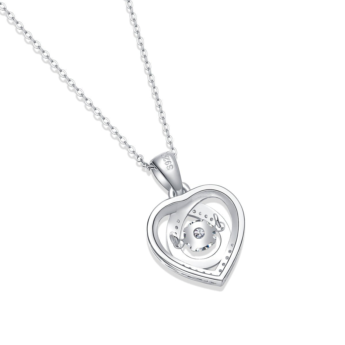 Heart To Have Your Luxurious Fashion Diamond Pendant Necklace Set With Mosan Diamond Silver Ornaments.