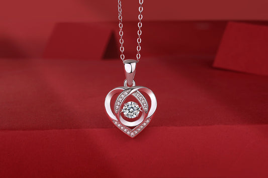 Heart To Have Your Luxurious Fashion Diamond Pendant Necklace Set With Mosan Diamond Silver Ornaments.