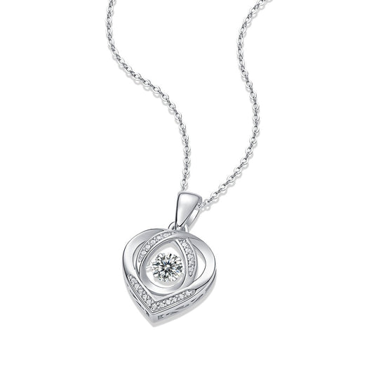 Heart To Have Your Luxurious Fashion Diamond Pendant Necklace Set With Mosan Diamond Silver Ornaments.