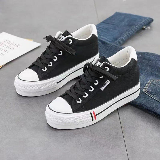 Height Increasing Insole Canvas Shoes White Shoes For Students.