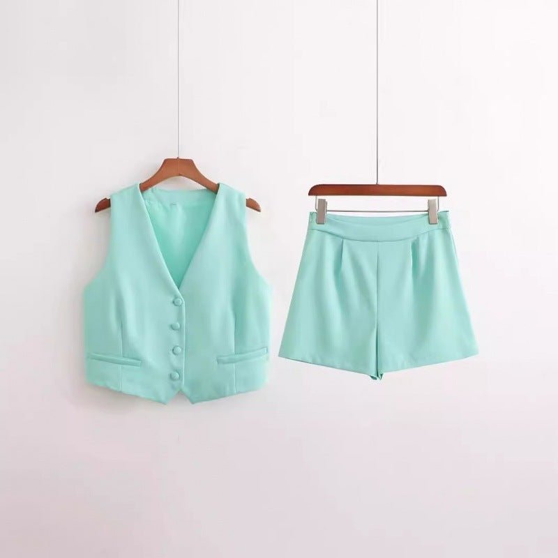 High Waist Casual Pants Shorts Suit Women.