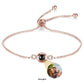 I Love You Nano Micro-carved Projection Stone Round S925 Silver Bracelet.