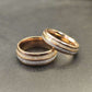 Inlaid Double Groove Marble Silver Stainless Steel Ring.