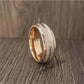 Inlaid Double Groove Marble Silver Stainless Steel Ring.