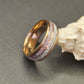 Inlaid Double Groove Marble Silver Stainless Steel Ring.
