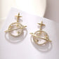 Korean Fashion Universe Planet Star Drop Earrings for Women Aesthetic Zircon Dangle Earrings Trendy Femme Saturn Jewelry.