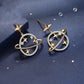 Korean Fashion Universe Planet Star Drop Earrings for Women Aesthetic Zircon Dangle Earrings Trendy Femme Saturn Jewelry.