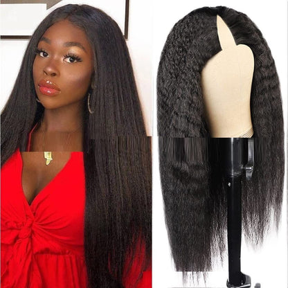 Lace Free Mechanism Yaki Straight Pure Human Wig.