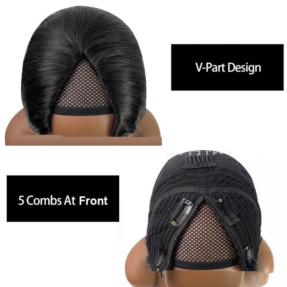 Lace Free Mechanism Yaki Straight Pure Human Wig.