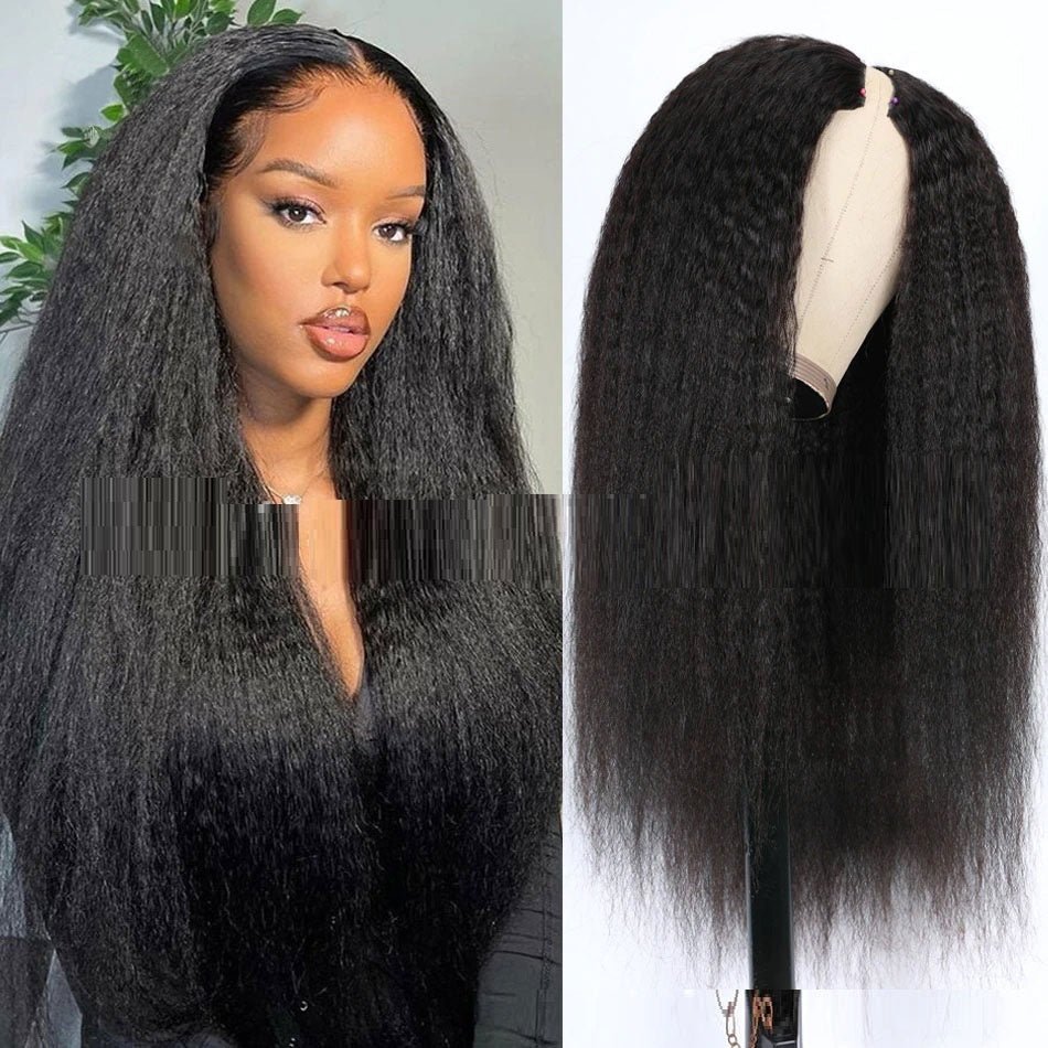 Lace Free Mechanism Yaki Straight Pure Human Wig.