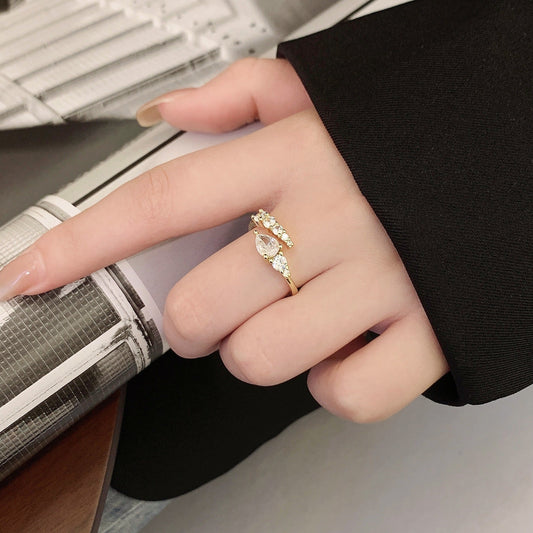 Light Luxury Minority High-grade Full Diamond Snake Ring.