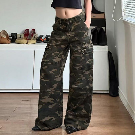 Loose Camouflage Workwear With Pocket Jeans.
