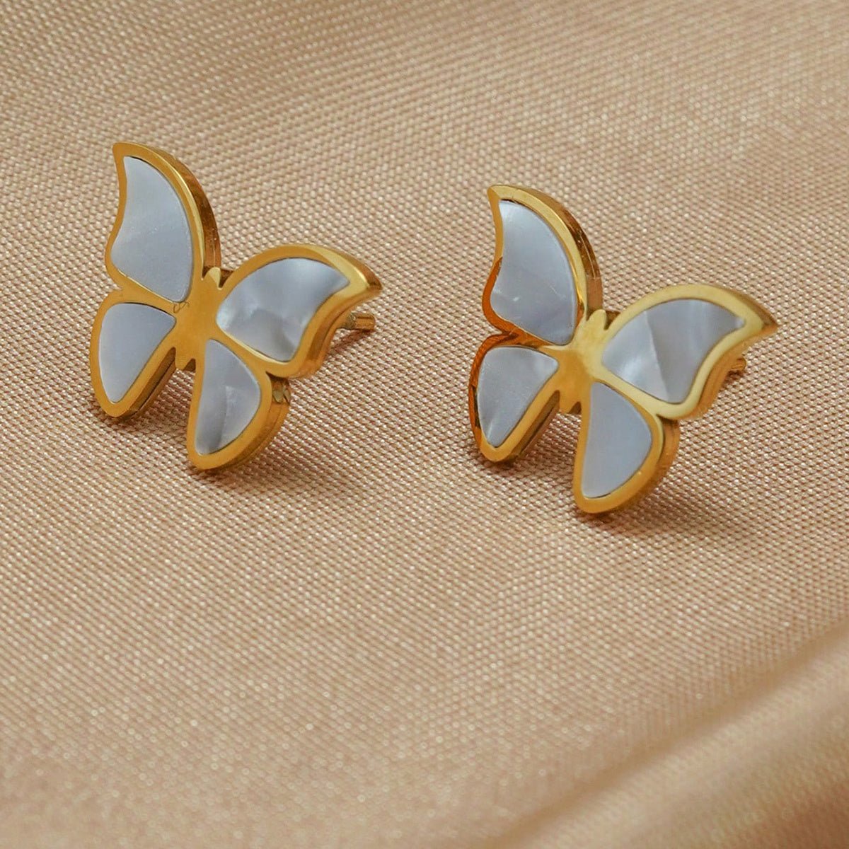 Lxalry 18K Gold Plated Butterfly Jewelry Set With Mirror Polish  Hypoallergenic Skin Safe 4PCS Necklace Earrings Bracelet Ring For Women, Never Fade Luxury Gift For Her.
