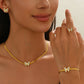 Lxalry 18K Gold Plated Butterfly Jewelry Set With Mirror Polish  Hypoallergenic Skin Safe 4PCS Necklace Earrings Bracelet Ring For Women, Never Fade Luxury Gift For Her.