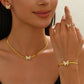 Lxalry 18K Gold Plated Butterfly Jewelry Set With Mirror Polish  Hypoallergenic Skin Safe 4PCS Necklace Earrings Bracelet Ring For Women, Never Fade Luxury Gift For Her.