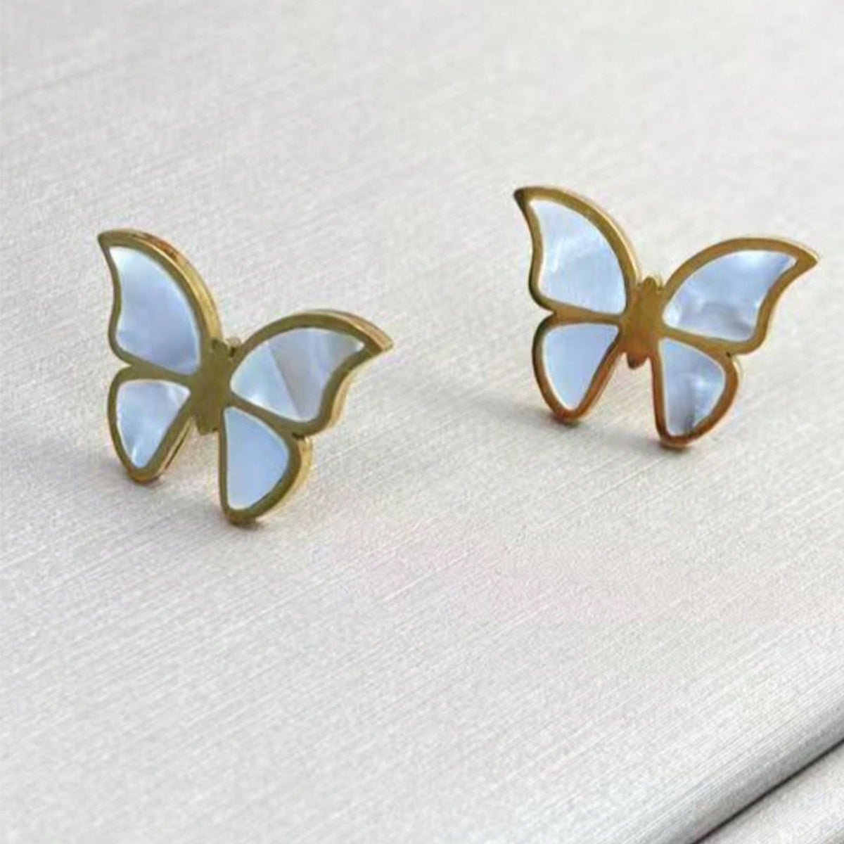 Lxalry 18K Gold Plated Butterfly Jewelry Set With Mirror Polish  Hypoallergenic Skin Safe 4PCS Necklace Earrings Bracelet Ring For Women, Never Fade Luxury Gift For Her.