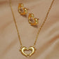 Lxalry 18K Gold Plated Heart Dolphins Mirror Jewelry Set  Hypoallergenic Skin Safe Necklace   Stud Earrings For Couple S Gift Daily Wear  Never Fade Adjustable Luxury With Precision Cast Symmetry.