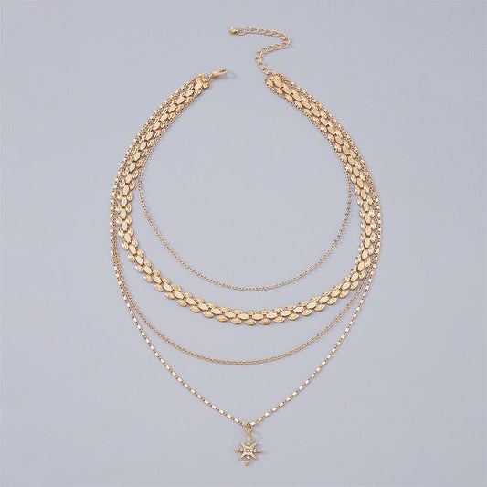 Multilayer Trend Elegant Jewelry Long Snake Chain Crystal.