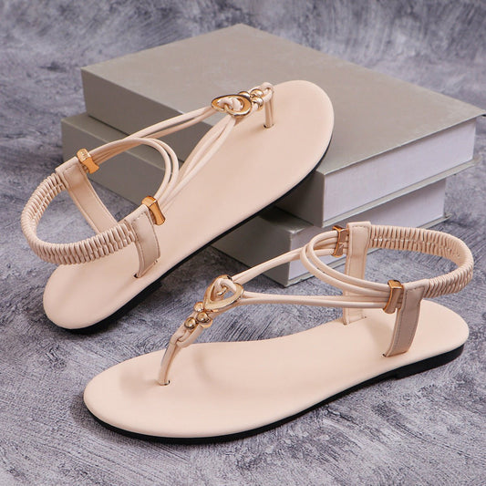 New Casual Flat Flip-toe Beach Plus Size Rhinestone Sandals.