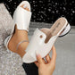 New Chunky Heel Patent Leather Plus Size Temperament Women's Fashion Sandals.