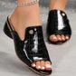 New Chunky Heel Patent Leather Plus Size Temperament Women's Fashion Sandals.