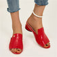 New Chunky Heel Patent Leather Plus Size Temperament Women's Fashion Sandals.