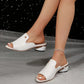 New Chunky Heel Patent Leather Plus Size Temperament Women's Fashion Sandals.