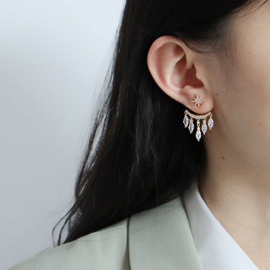 New Retro Eight Awn Star Zircon Earrings Fashion.