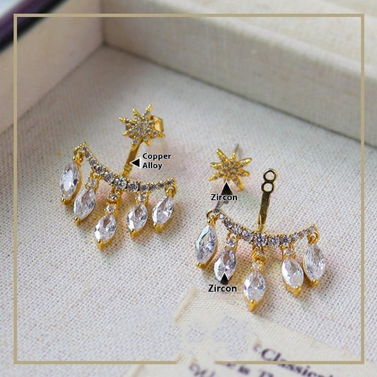 New Retro Eight Awn Star Zircon Earrings Fashion.
