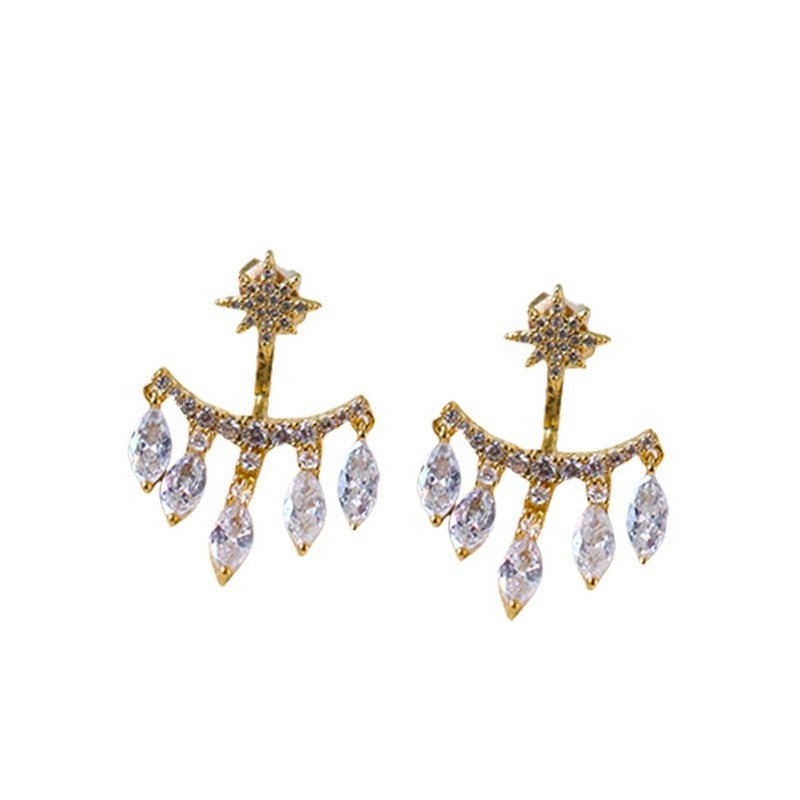 New Retro Eight Awn Star Zircon Earrings Fashion.