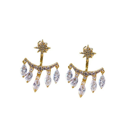 New Retro Eight Awn Star Zircon Earrings Fashion.