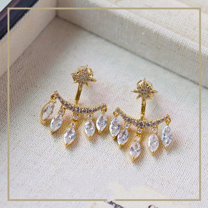 New Retro Eight Awn Star Zircon Earrings Fashion.