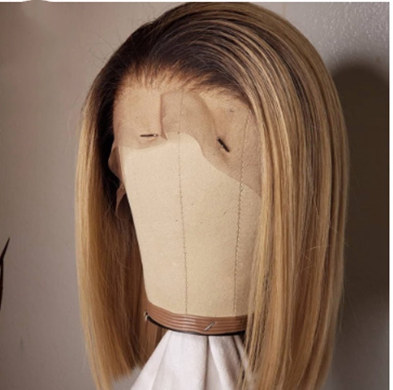 Ombre Colored Short Bob Wig T4B 27 Lace Front Human HairWigs.