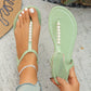 Pearl Thong Sandals Summer Fashion T-Strap Flat Sandals With Elastic Band Beach Shoes For Women.